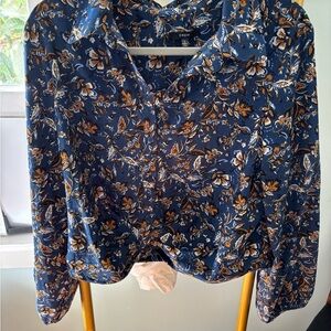 DREW Women's Blue Floral Button Down Shirt